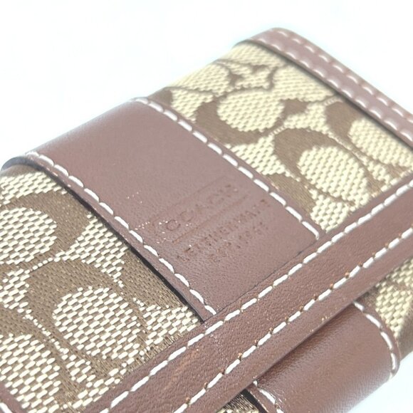 COACH Signature 6-Ring Key Case Canvas Brown/Beige - Picture 6 of 11